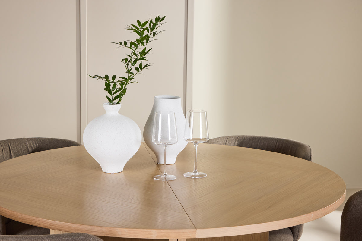 Spisebordsstol 2-pak Brun + Rektangulært Spisebord 120 Whitewash