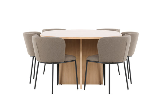 Spisebordsstol 2-pak Brun + Rektangulært Spisebord 120 Whitewash