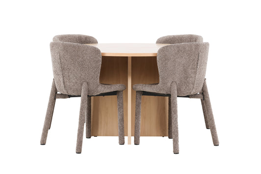 Rektangulært spisebord 120 Whitewash + Spisebordsstol 2-pak Brun