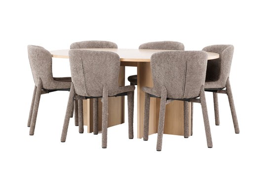 Rektangulært spisebord 120 Whitewash + Spisebordsstol 2-pak Brun