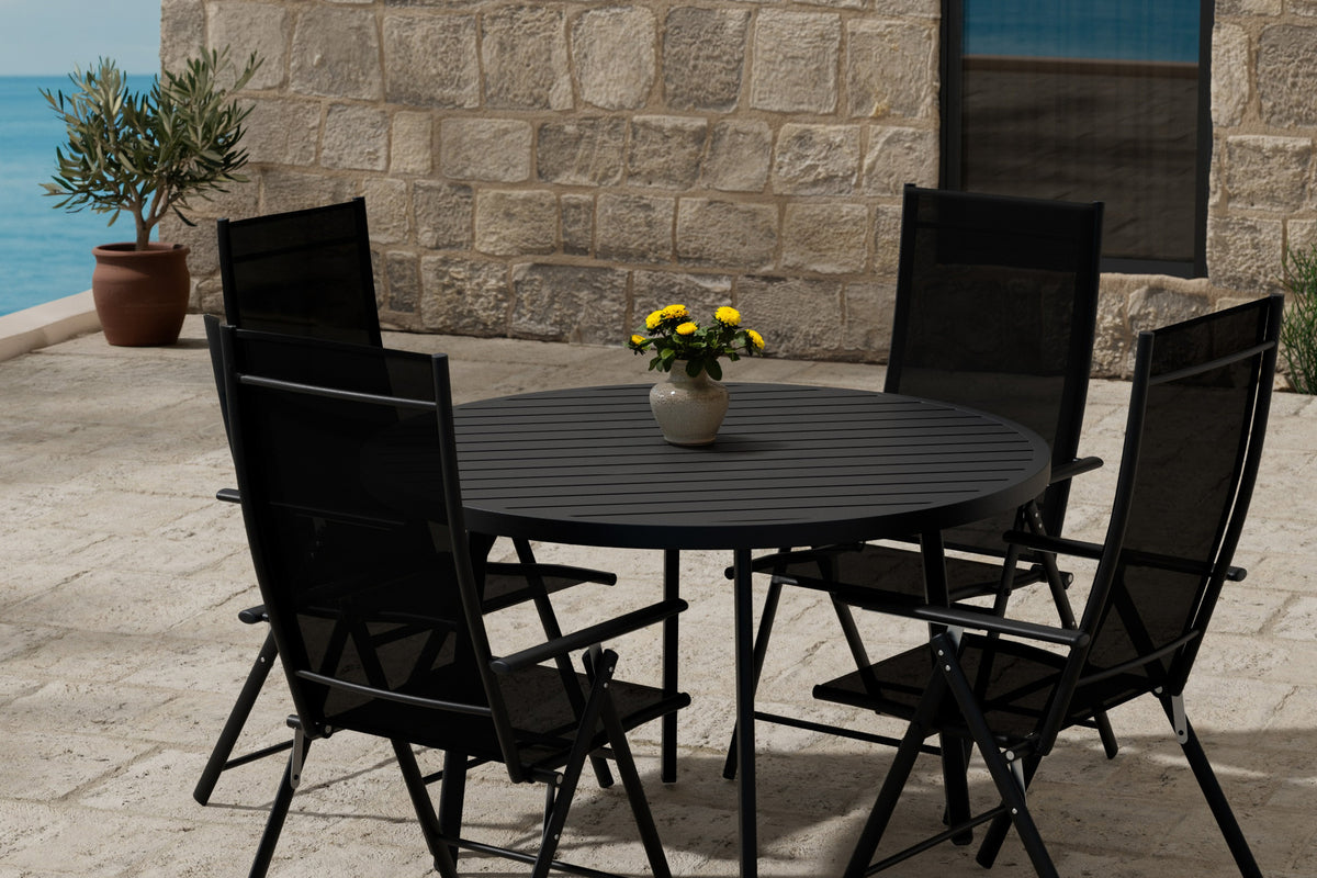 Levanzo & Giardini Position stol 2-pak Sort + Rundt spisebord Ø120 Sort