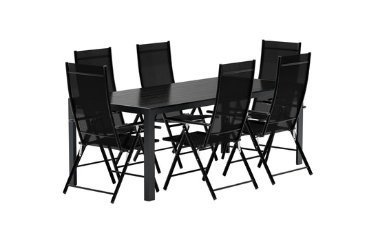 Break & Levanzo Rektangulært spisebord 205 x 90 Sort + Positionsstol 2-pak Sort