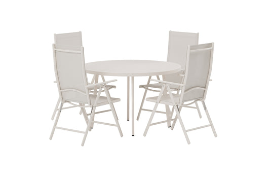 Break & Giardini Spisebordsstol 2-pak Beige + Rundt spisebord Ø120 Beige