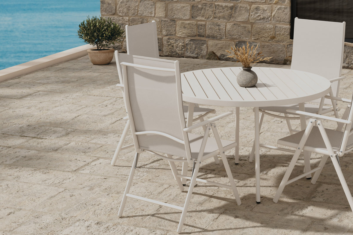 Break & Giardini Spisebordsstol 2-pak Beige + Rundt spisebord Ø120 Beige