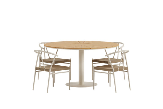 Alfons & Croft Spisebordsstol Beige + Rundt Spisebord ø120 Beige