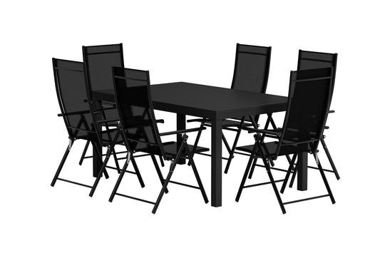 Capo & Levanzo Rektangulært spisebord 160/240 x 100 Sort + Position stol 2-pak Sort