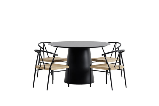 Alfons & Lanzo Spisebordsstol Sort + Rundt Spisebord ø120 Sort