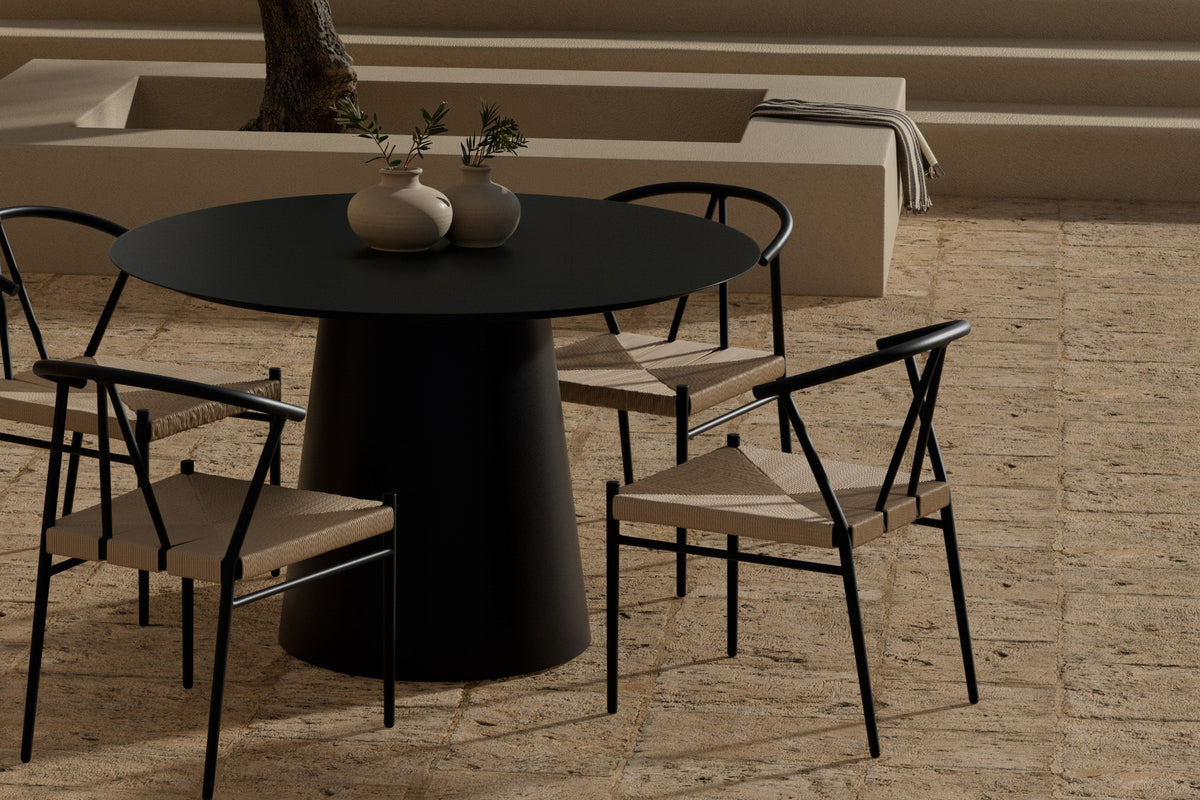 Alfons & Lanzo Spisebordsstol Sort + Rundt Spisebord ø120 Sort