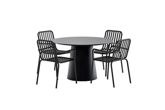 Peking & Lanzo Spisebordsstol 2-pak Sort + Rundt Spisebord ø120 Sort