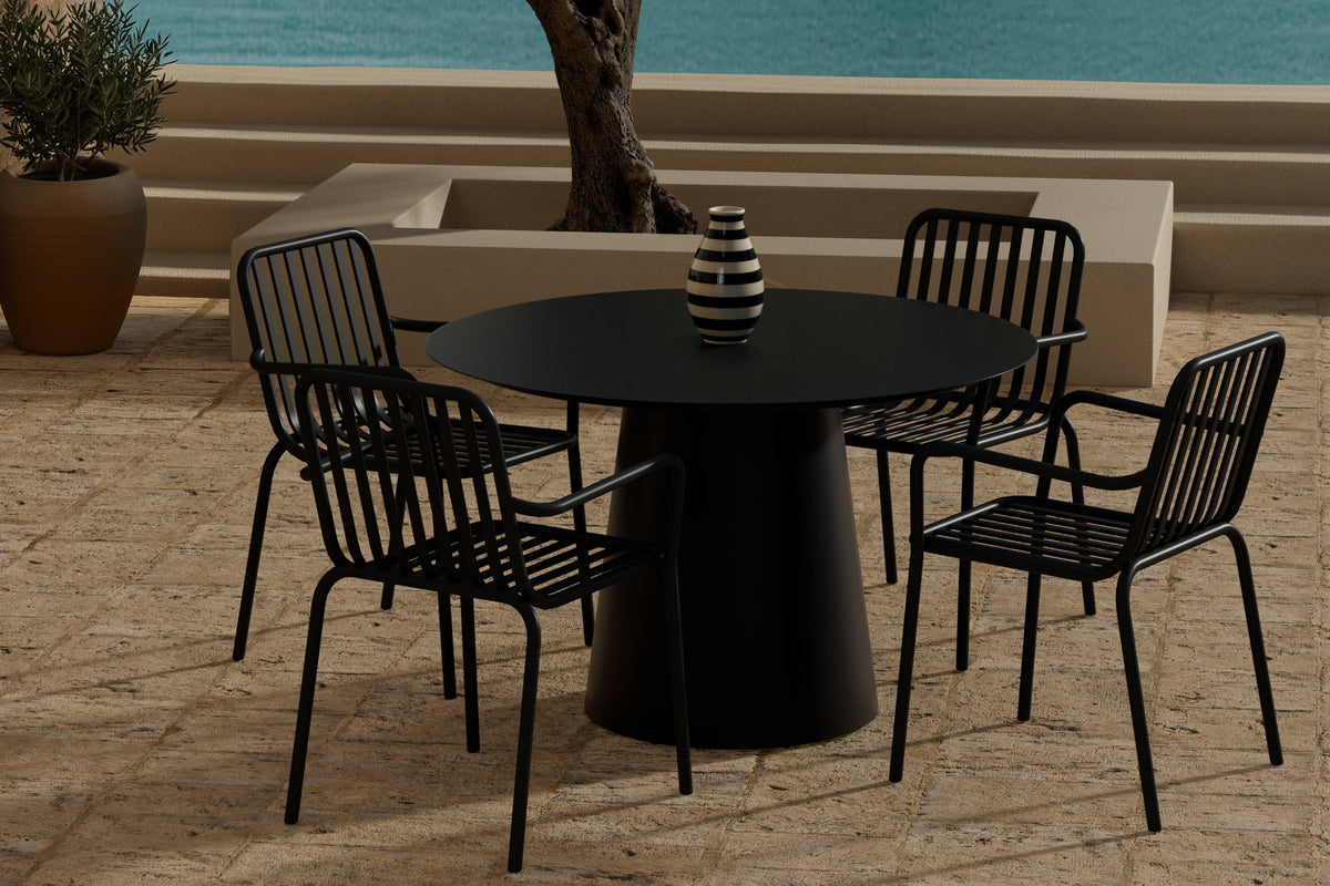 Peking & Lanzo Spisebordsstol 2-pak Sort + Rundt Spisebord ø120 Sort