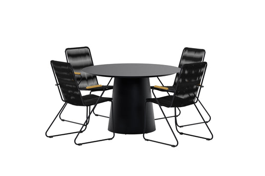 Bois & Lanzo Spisebordsstol 2-pak Sort + Rundt Spisebord ø120 Sort