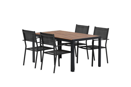 Copacabana & Break Spisebordsstol 2-pak Sort + Rektangulært Spisebord 150 x 90 Sort