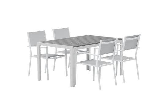 Break & Copacabana Rektangulært spisebord 150 x 90 Grå + Spisebordsstol 2-pak Grå