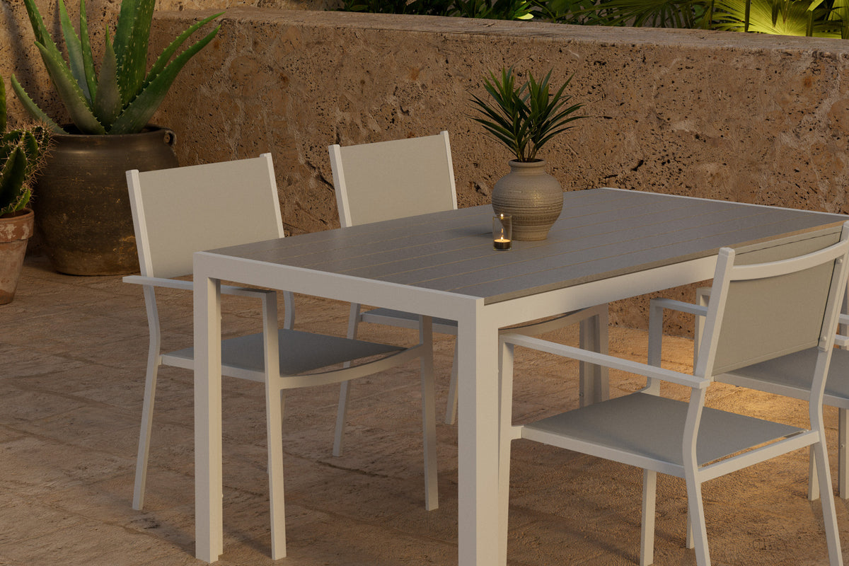 Break & Copacabana Rektangulært spisebord 150 x 90 Grå + Spisebordsstol 2-pak Grå