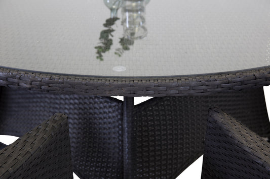 Rundt spisebord 150 Sort + Spisebordsstol 2-pak Sort