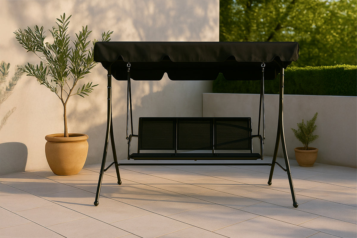 Gyngesofa til veranda, sort