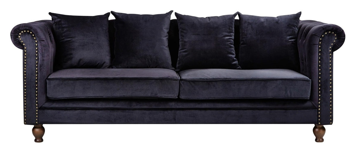 Velour 3-personers Sofa Sort