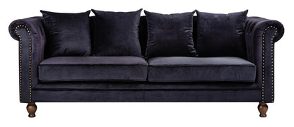 Velour 3-personers Sofa Sort