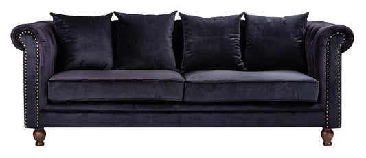 Velour 3-personers Sofa Sort