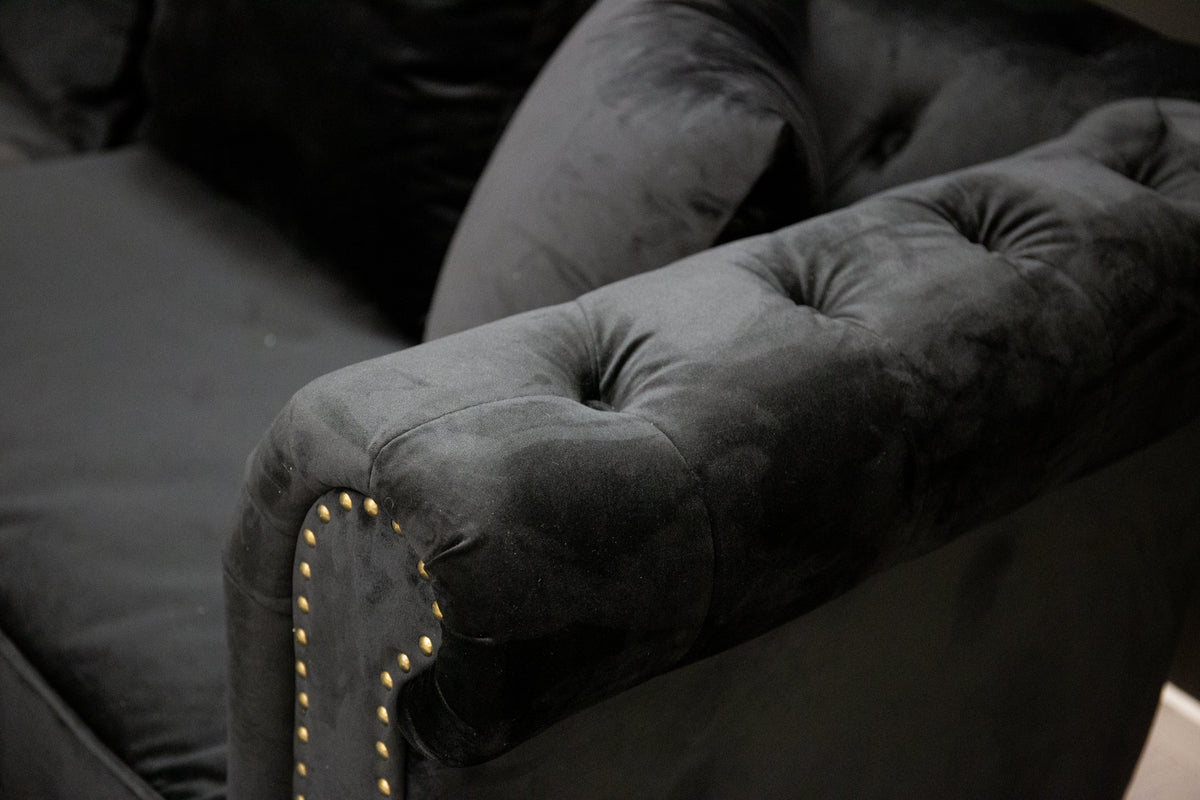 Velour 3-personers Sofa Sort