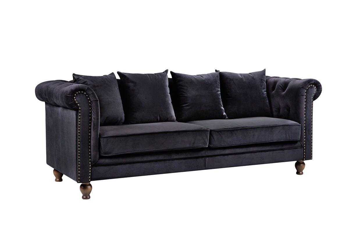Velour 3-personers Sofa Sort