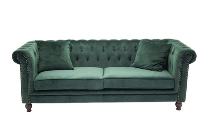 Velour 3-personers Sofa Grøn