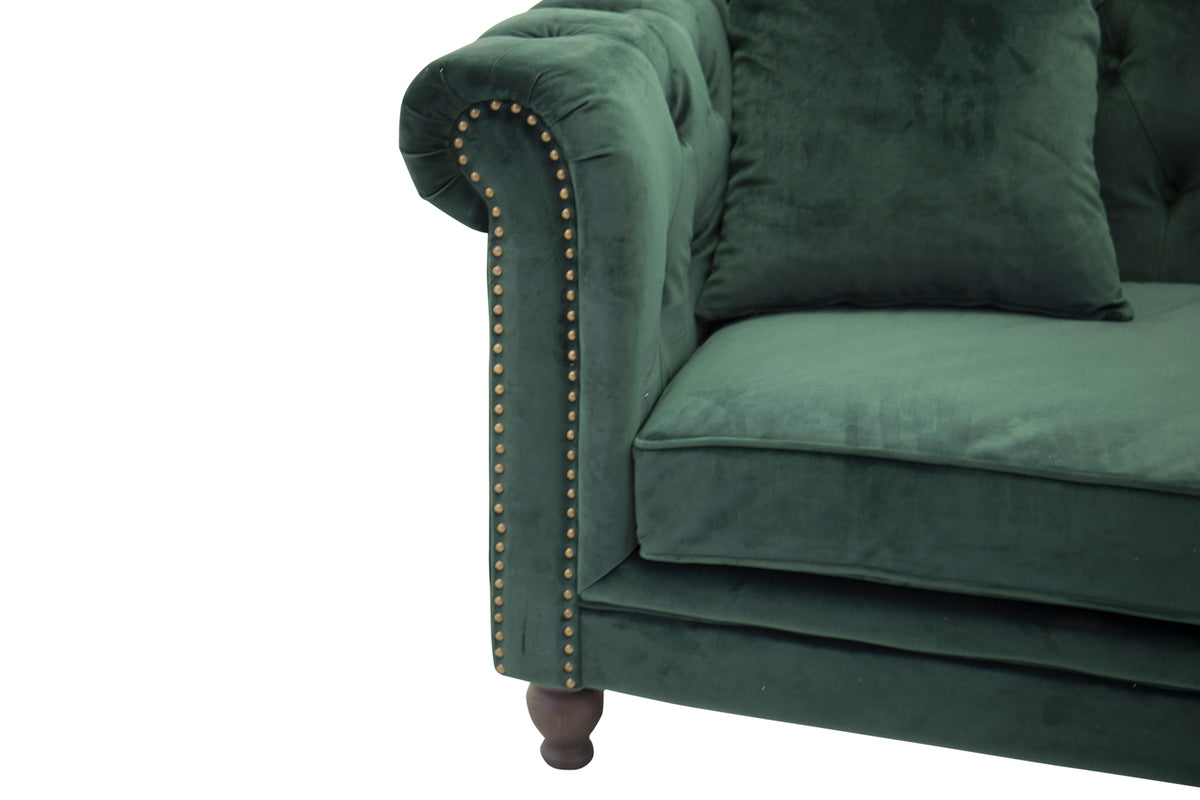Velour 3-personers Sofa Grøn