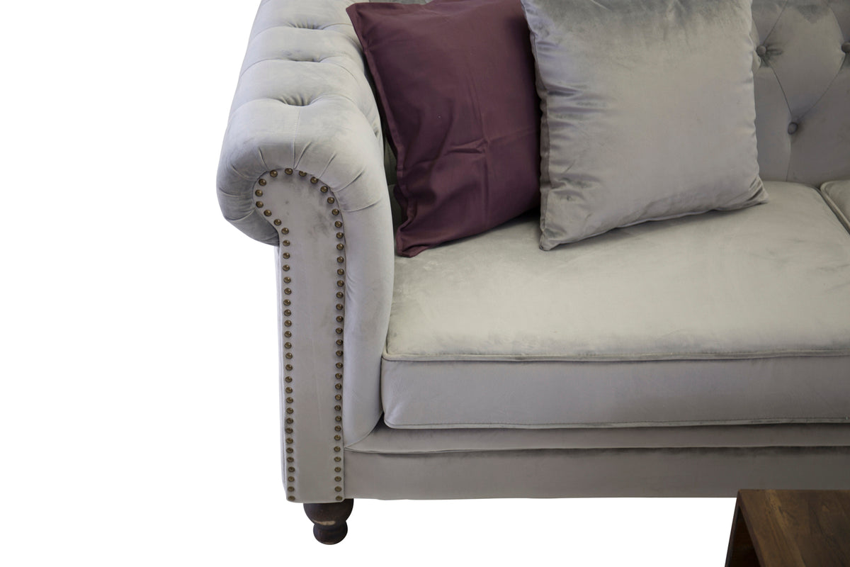 Velour 3-personers Sofa Lys Grå