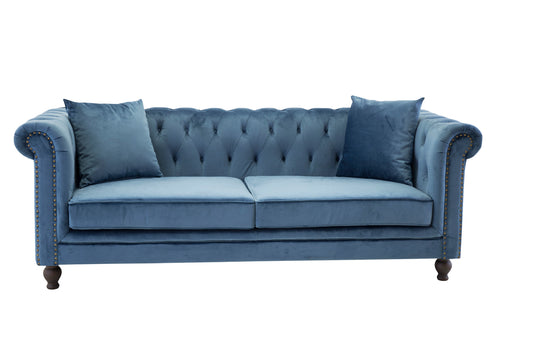 Velour 3-personers Sofa Blå