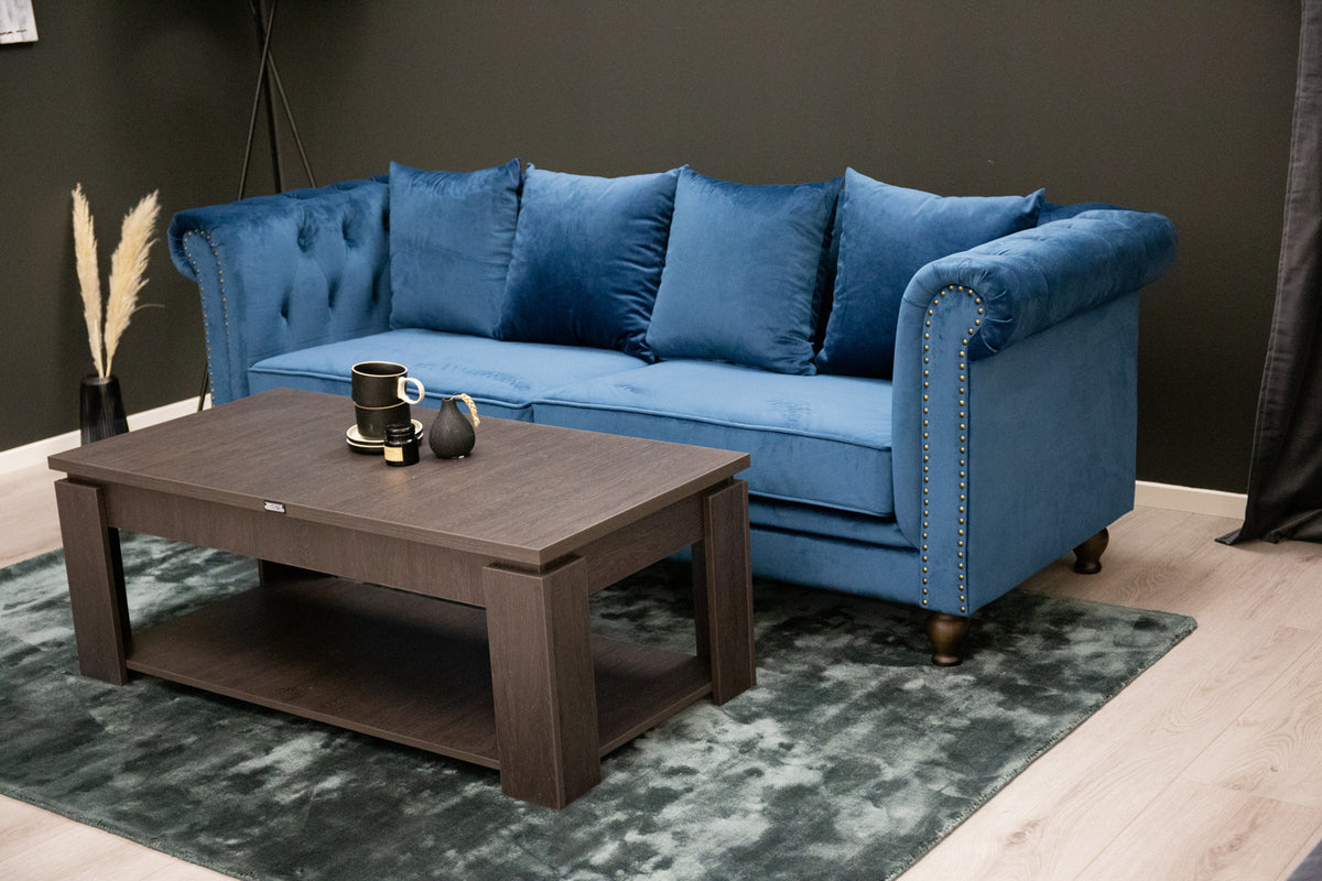 Velour 3-personers Sofa Blå