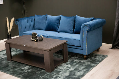 Velour 3-personers Sofa Blå