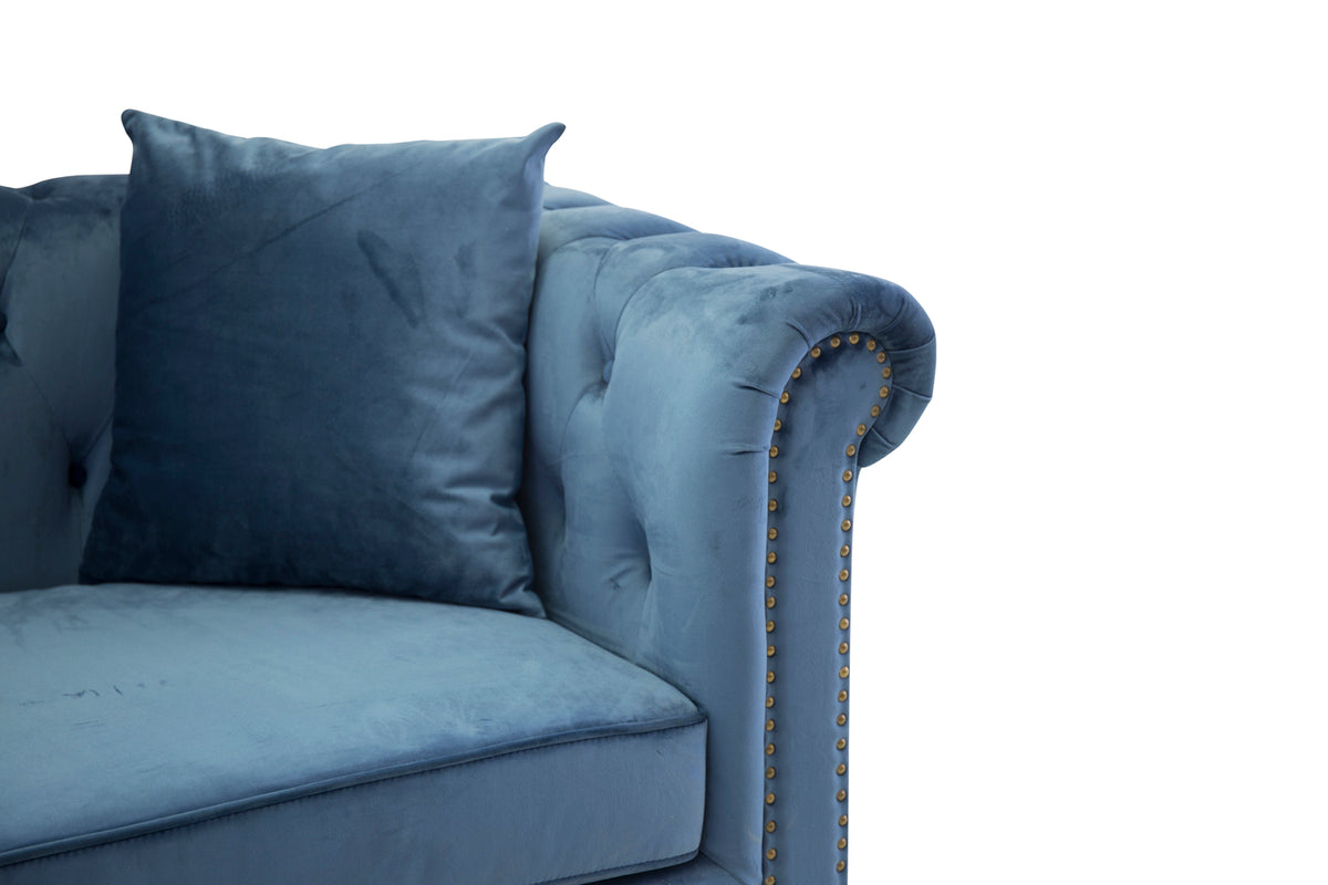 Velour 3-personers Sofa Blå