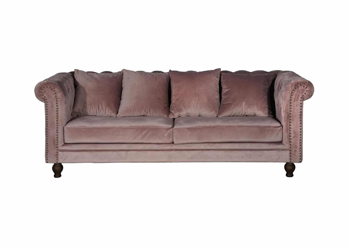 Velour 3-personers Sofa Pink