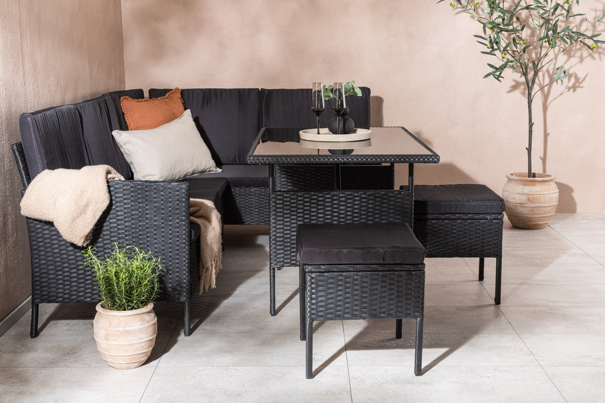 Knock Hjørnesofa Sæt Sort Sort