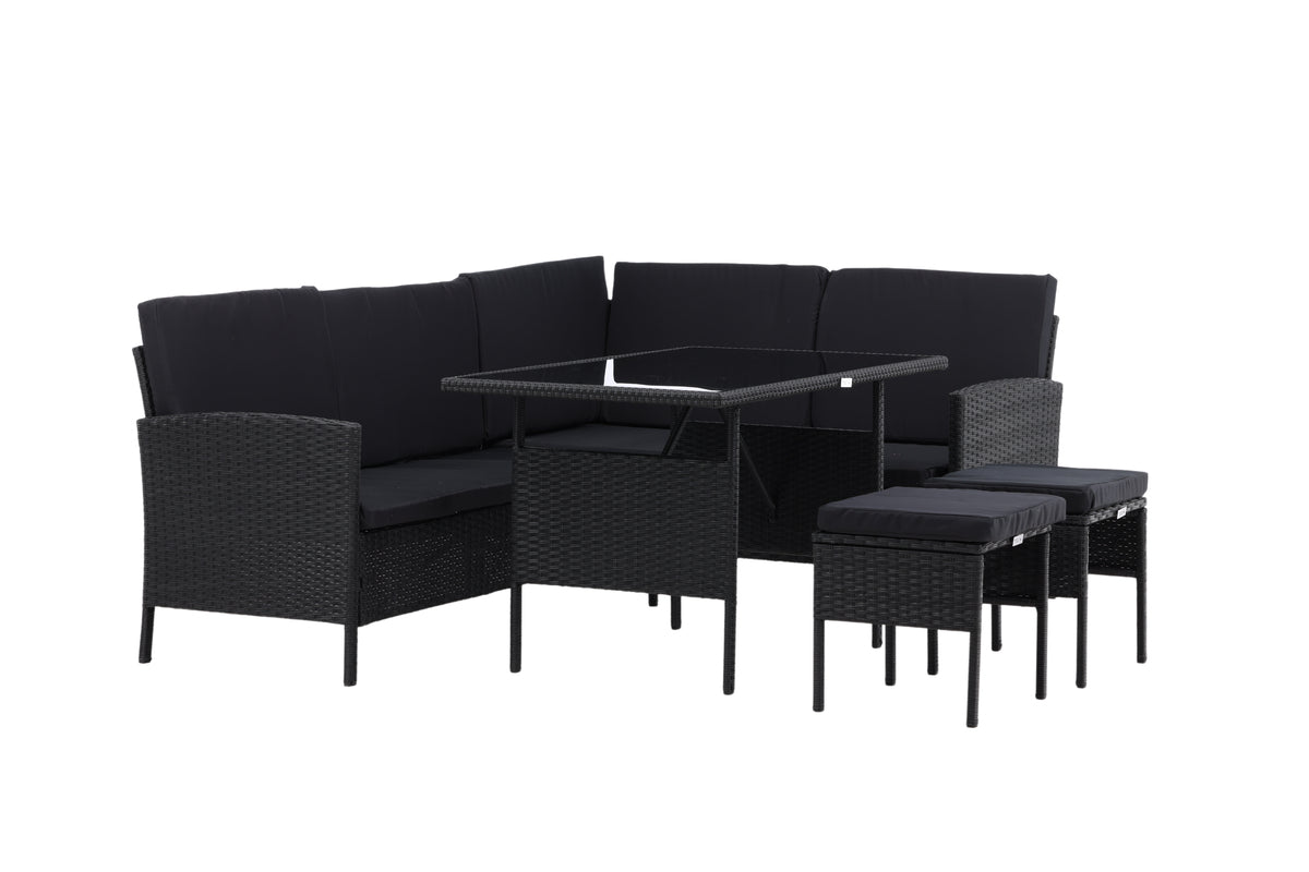 Knock Hjørnesofa Sæt Sort Sort