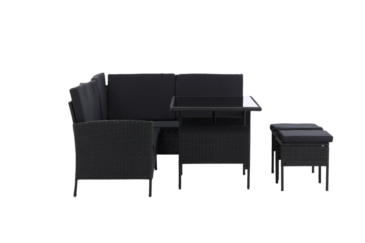 Knock Hjørnesofa Sæt Sort Sort