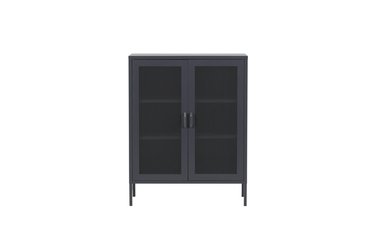 Misha - Lavt skab med mesh-låger - Grå - Ersätter 15360-205