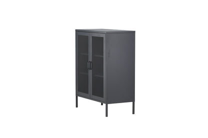 Misha - Lavt skab med mesh-låger - Grå - Ersätter 15360-205