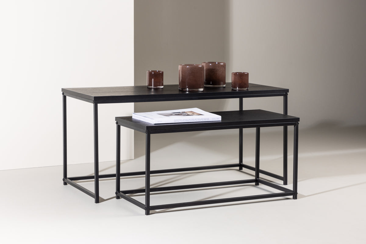 Staal Sofa Table Bord 1: 43x100 cm Bord 2: 33x75cm Sort
