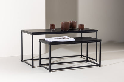 Staal Sofa Table Bord 1: 43x100 cm Bord 2: 33x75cm Sort