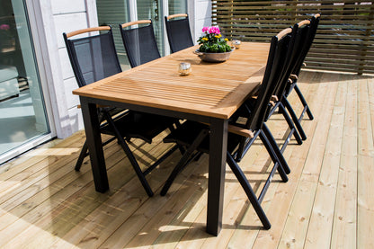 Panama Spisebord 224x100 + Positionsstole Sort