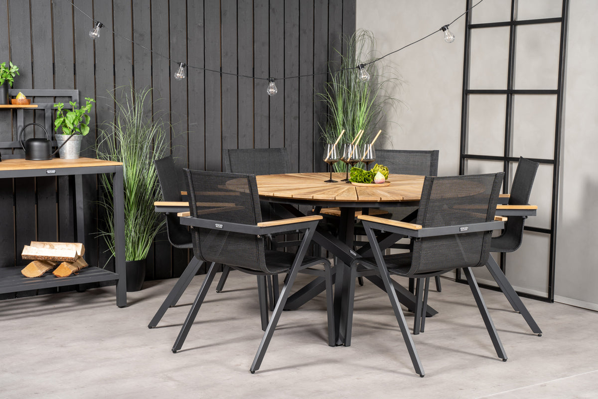 Venture Home Mexico Spisebord ⌀140 + Spisestole Sort