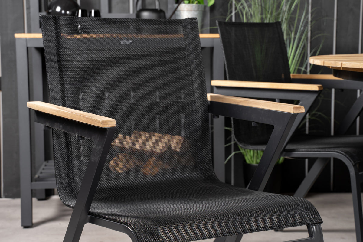 Venture Home Mexico Spisebord ⌀140 + Spisestole Sort