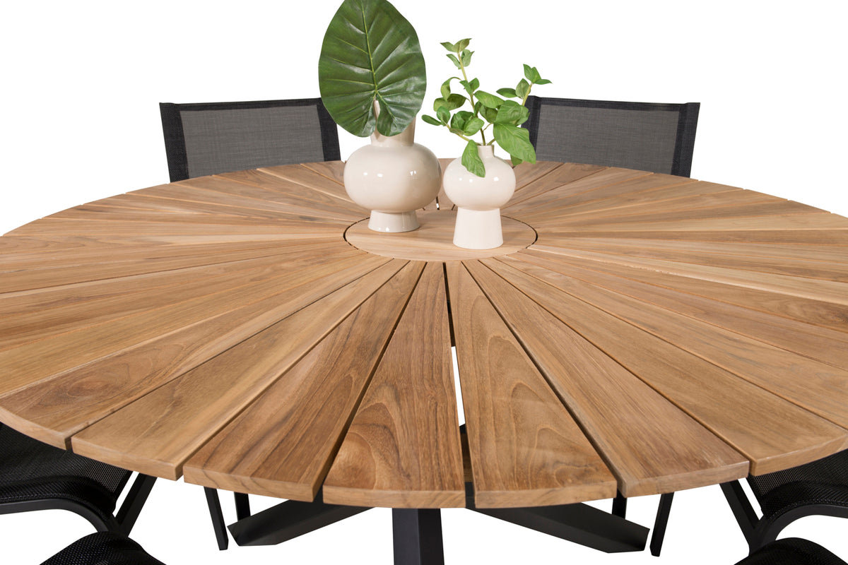 Venture Home Mexico Spisebord ⌀140 + Spisestole Sort