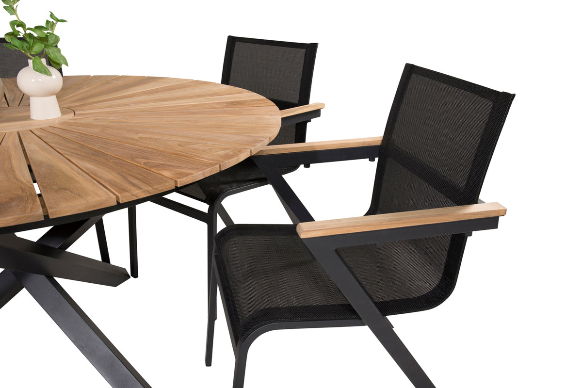 Venture Home Mexico Spisebord ⌀140 + Spisestole Sort