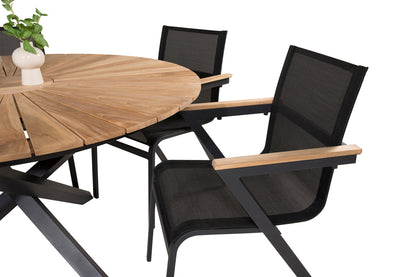 Venture Home Mexico Spisebord ⌀140 + Spisestole Sort