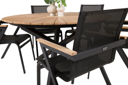 Venture Home Mexico Spisebord ⌀140 + Spisestole Sort