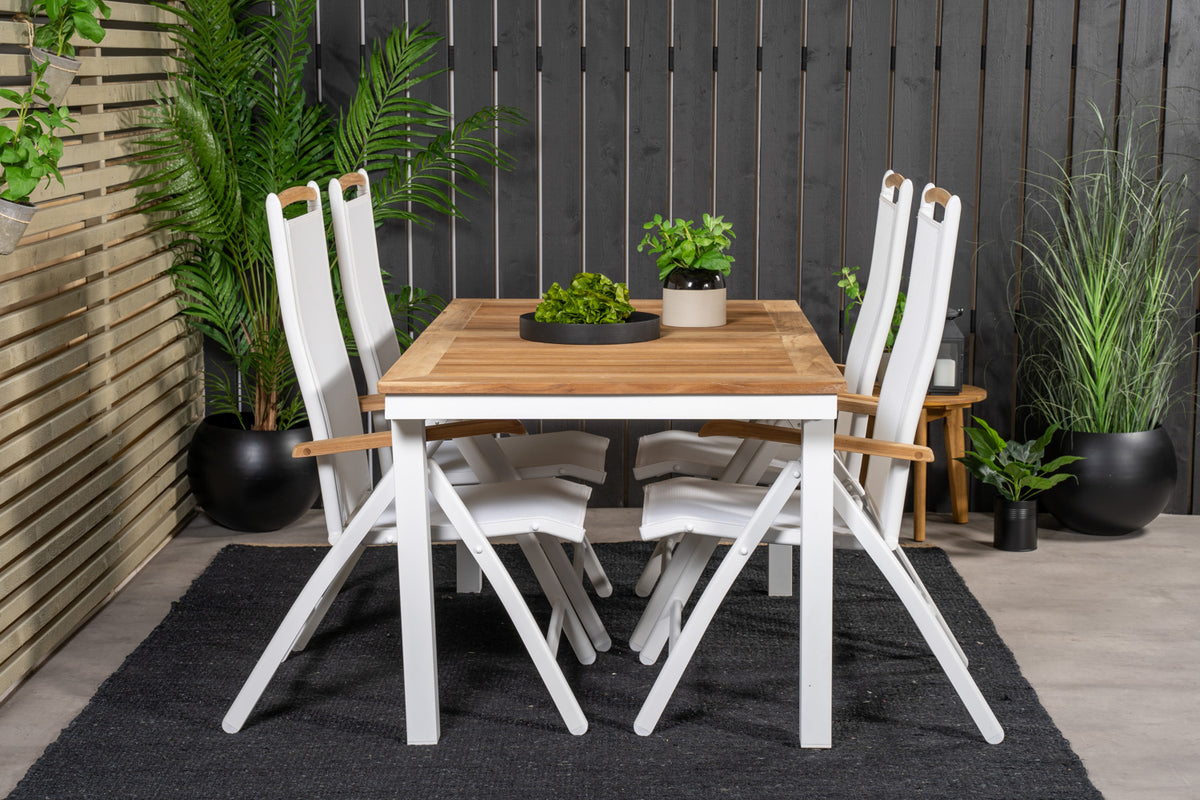 Panama Positionsstole Hvid + Spisebord 160 x 90