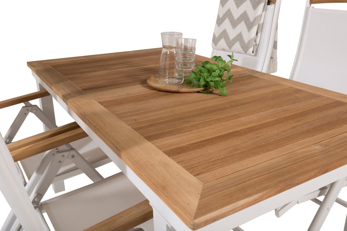 Panama Positionsstole Hvid + Spisebord 160 x 90