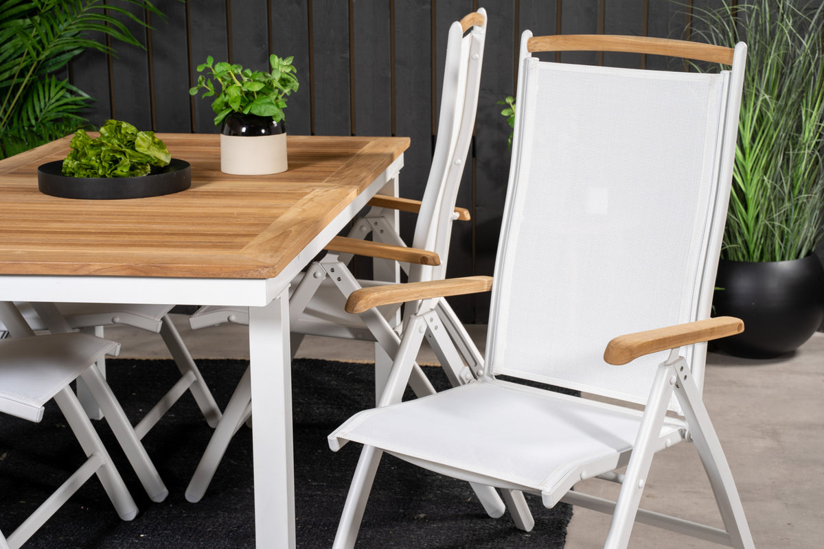 Panama Positionsstole Hvid + Spisebord 160 x 90